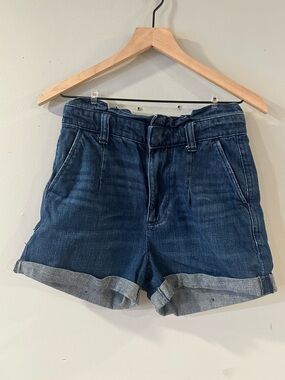Express Cuffed High Waist Paper Bag Jean Shorts - 100% cotton